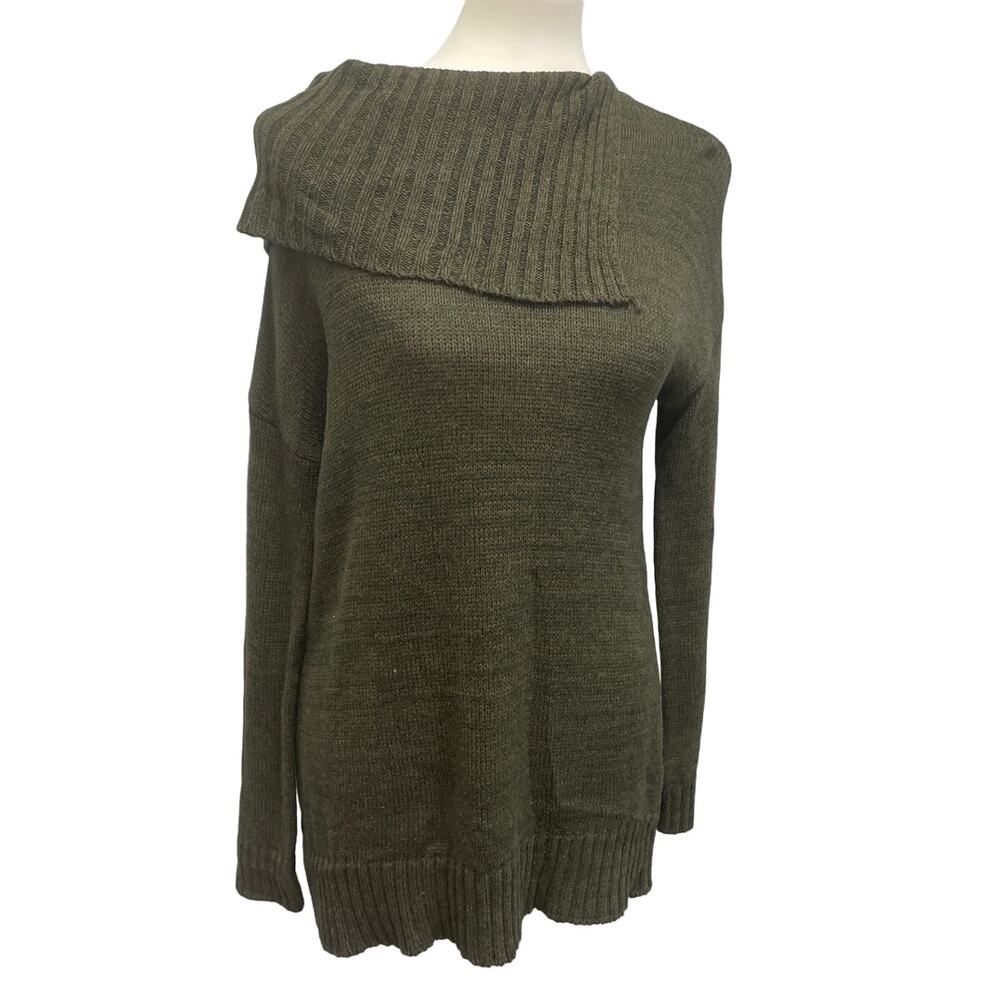 Matty M Womens Small Cotton Blend Asymmetrical Neck Long Sleeve Knit Sweater